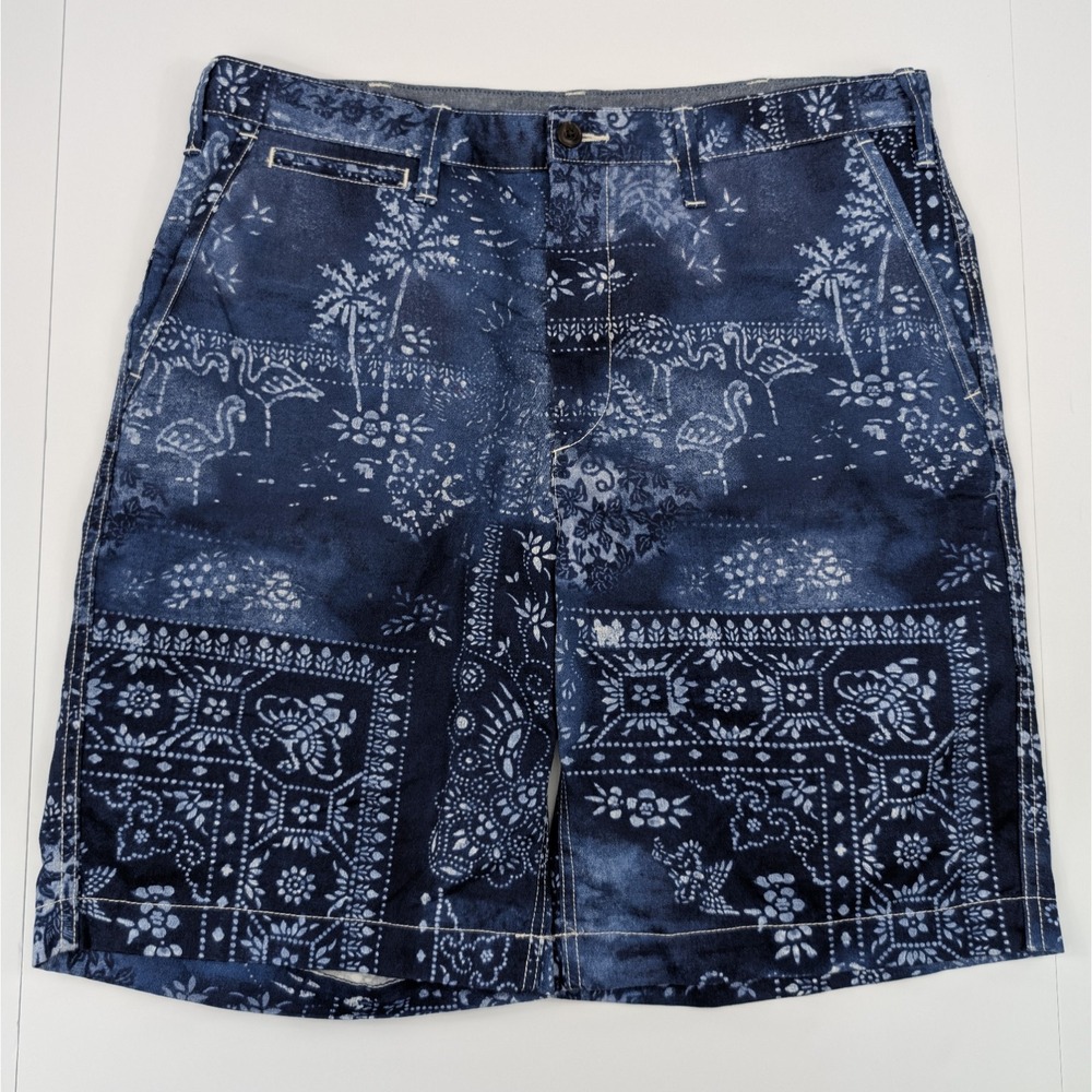 Polo Ralph Lauren Shorts Men's 35x10 Blue Paisley Bandana Floral‎ Print Pattern